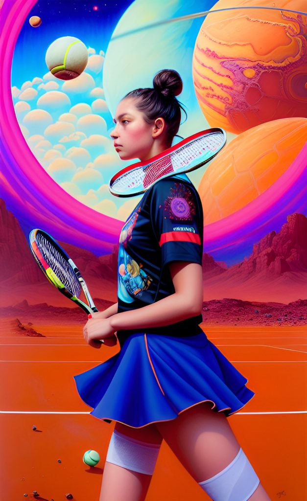 girl tennis player on mars